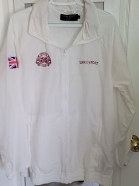 Darc Sport White Zip Jacket with Maroon Logos